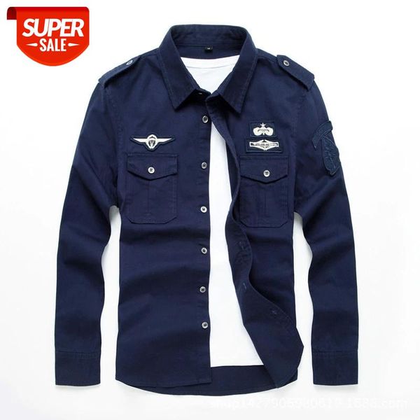 

summer military shirt men cotton long sleeve air force breathable mens shirts plus size -6xl chemise homme dress shirt #rh4b, White;black
