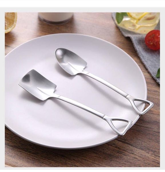 

spoons shovel shaped dessert spoon 304 stainless steel watermelon ice cream flat pointed multifunctional mixing tableware