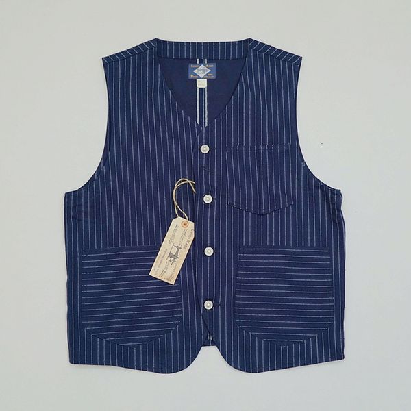 

bob dong wabash stripe work vintage vest 1920s indigo blue male jacket jeans q226, Black;white