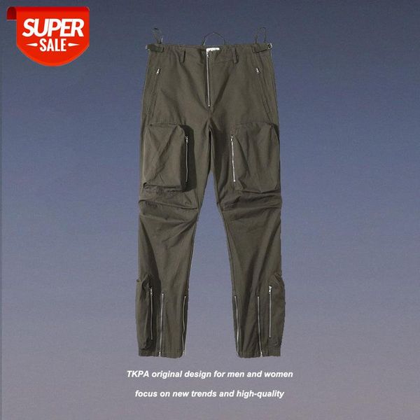 

tkpa three-dimensional pocket functional wind zipper straight pants men's vibe loose casual #ro2d, Black