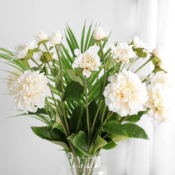

decorative flowers & wreaths simulation three-headed peony flower wedding arrangement white living room office decoration fake diy