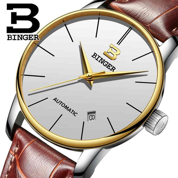 

automatic mechanical make men watches fashion luxury leather band watches waterproof 30m clock relogio reloj, Slivery;brown