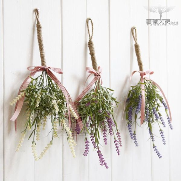 

french countryside wall mounted artificial lavender silk flower bouquet wedding home party decor for display