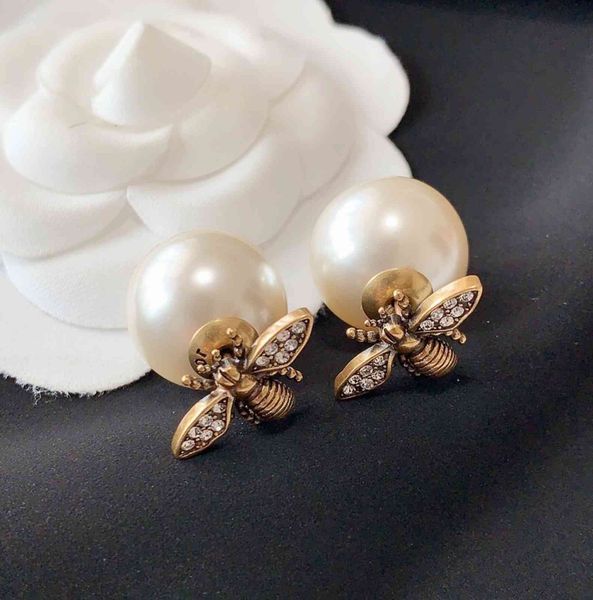

factory specials aa 2021 new version pearl bee earrings simple versatile s925 tremella needle earrings for women wpy8, Golden
