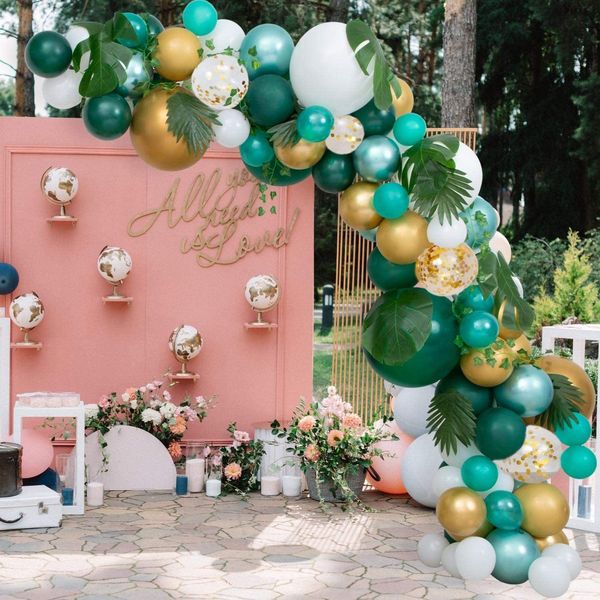 

120pcs safari jungle theme party plies balloon arch kit decorations green gold balloons baby shower birthday party diy dcor