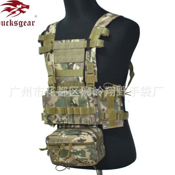 

bucksgear light-weight quick-release outdoor combat tactical chest rig 3 paintball combat vest, Camo;black