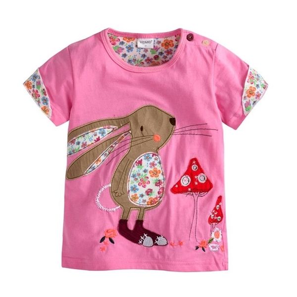 

baby girls t-shirt short sleeve kids clothes brand summer tee t-shirt clothing bunny t shirt embroider 210622, Blue