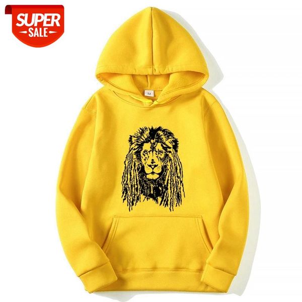 

XIN YI Fashion brand men's hoodie Funny lion printing print casual hooded Men Harajuku Fleece Hoodie Hip Hop Hooded sweatshirt #bj9F, Black