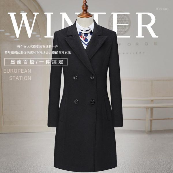 

woolen overcoat women 2021 business trip sales autumn and winter women's cashmere wool & blends, Black