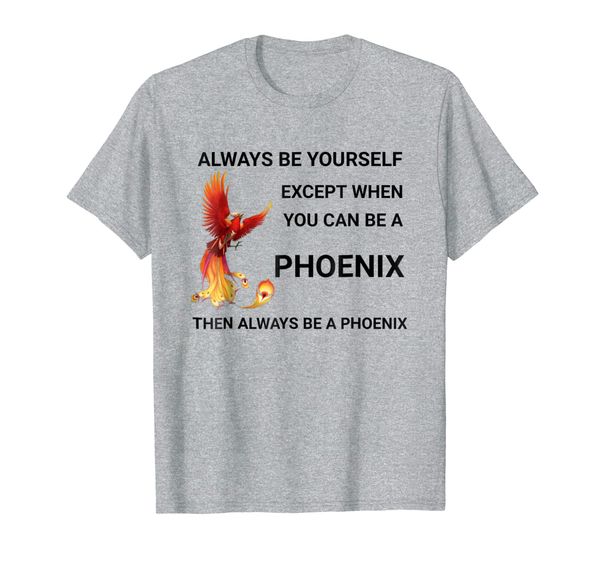 

always be yourself phoenix t-shirt mythological bird tee, White;black