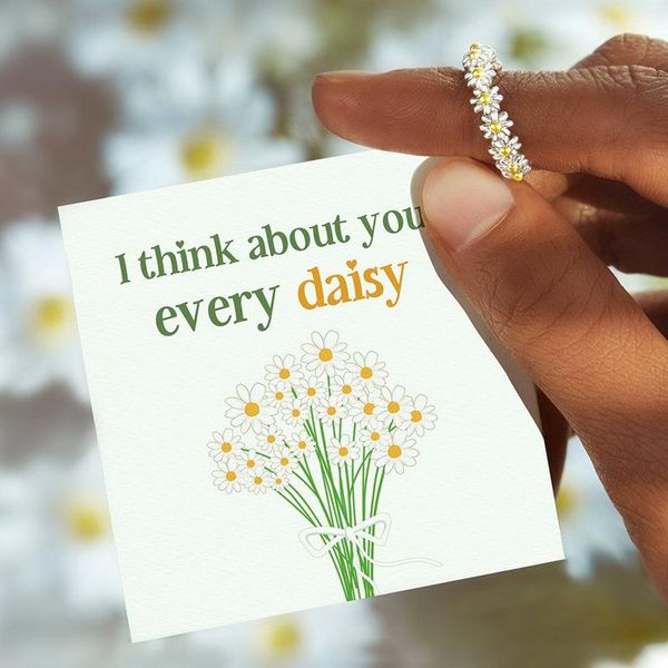 

cluster rings vintage daisy ring cute flower for women adjustable open cuff wedding engagement female jewelry bague, Golden;silver