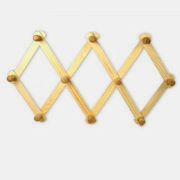 

laundry bags accordion wall hanger 10 hooks pack of 2 natural wood mounted expandable peg coat rack