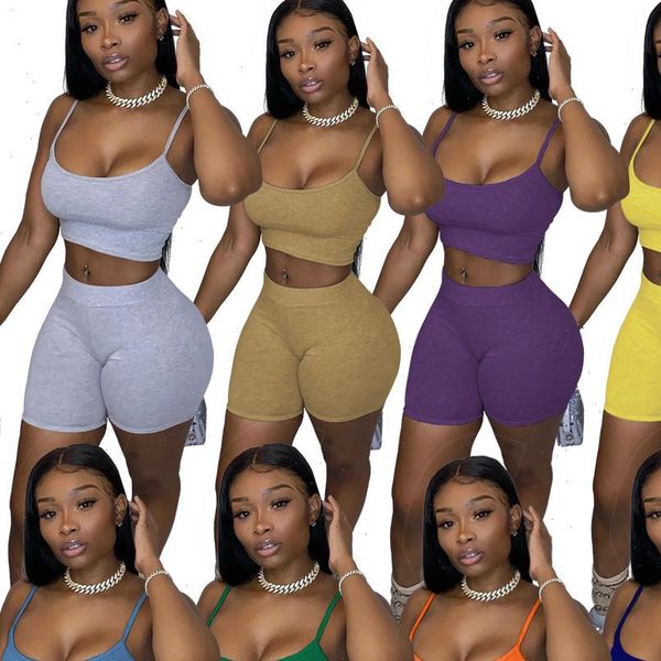 

women 2 pieces set slim crop biker shorts casual active wear outfits skinny matching set fashion stretch outwear, Gray