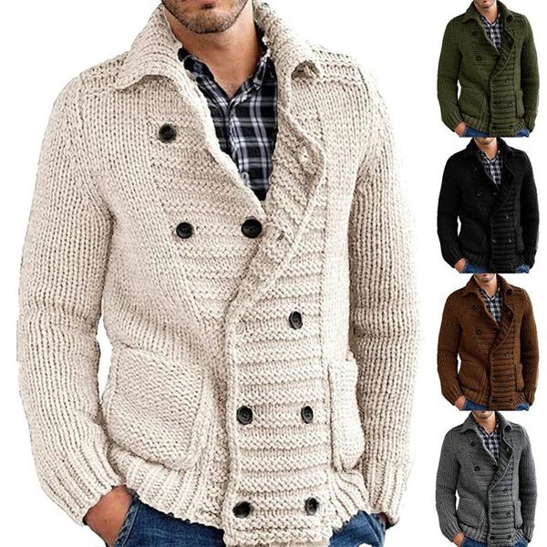 

men's sweaters mens winter jacket double-breasted knitted casual, White;black