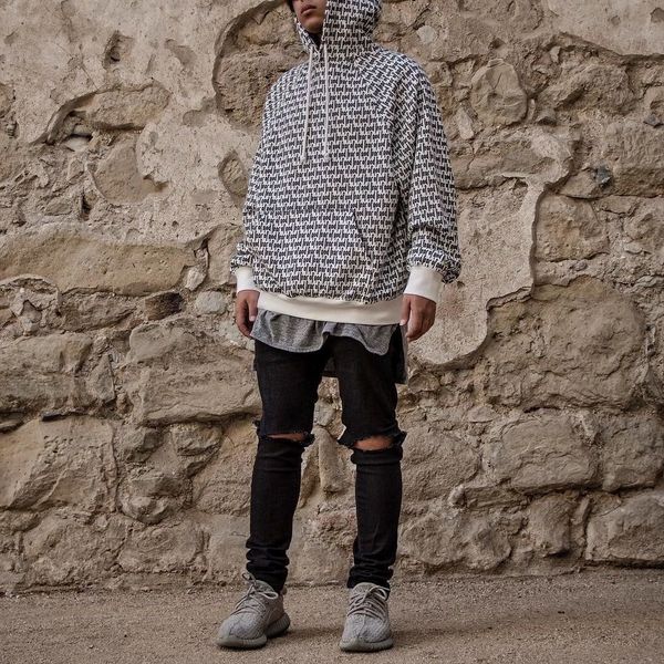 

fog manyin high street letter sports casual loose hoodie for men and women, Black