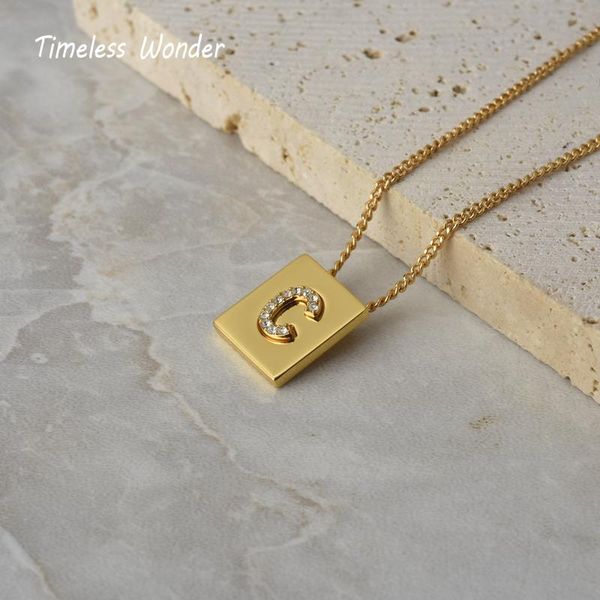 

chokers timeless wonder glam zirconia c square choker necklace aesthetic jewelry kpop designer party goth egirl emo gift date rare 2523, Golden;silver