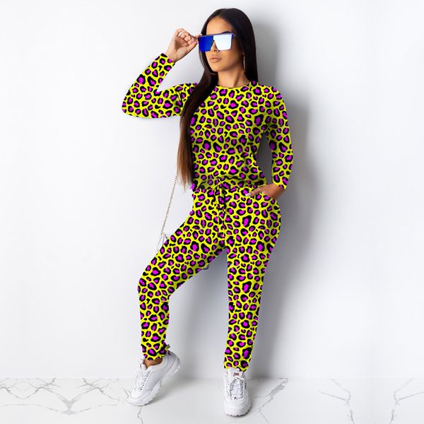 

s-2xl print two piece pants set women printed long sleeve combinaison pantalon femme woman sweat pants sets streetwear outfits, White