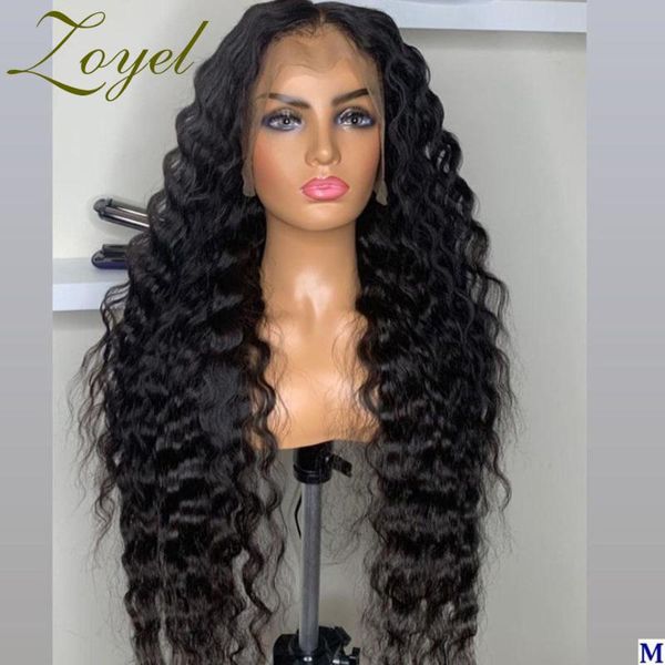 

synthetic wigs zoyel long kinky curly middle part lace front for woman with babyhair soft heat resistant fiber daily, Black