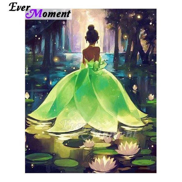 

diamond painting ever moment cartoon back view green skirt artwork full square resin drill wall decoration embroidery 5l1012