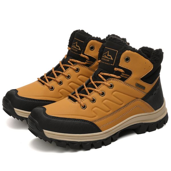 

men outdoor winter snow ankle boots non-slip short plush warm walking male casual flat shoes sneakers fashion plus size 37-47