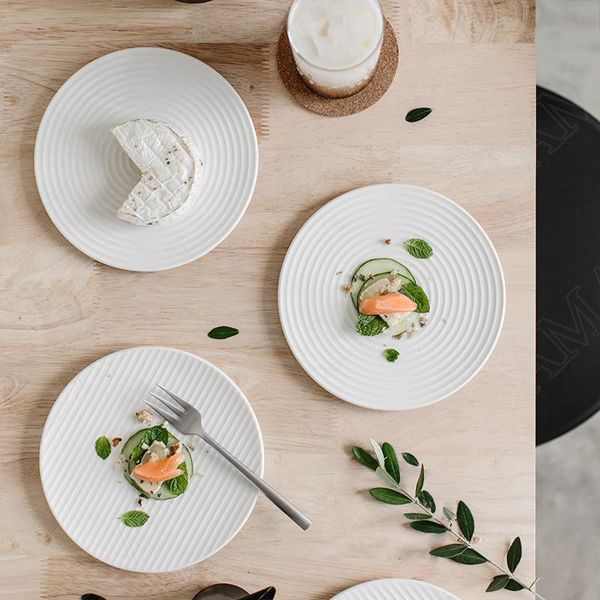 

dishes & plates creativity ceramic plate relief spiral texture afternoon tea dessert matte western steak tray european kitchen tableware