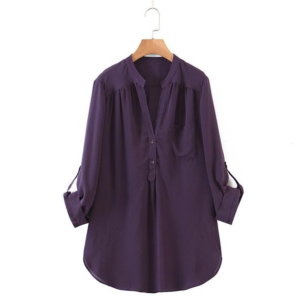 

women's blouses & shirts solid color loose purple shirt office professional formal wear business women work blouse, White