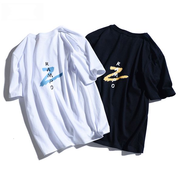 

the classic clothe loose breathable men's t-shirts reflective stamping letters pure trend tess cotton with short sleeves, White;black