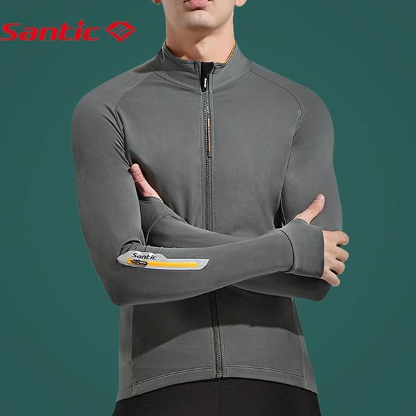 

racing jackets santic men long sleeve cycling jerseys long-sleeved pro fit mtb road bike jersey autumn winter fleece lining, Black;red