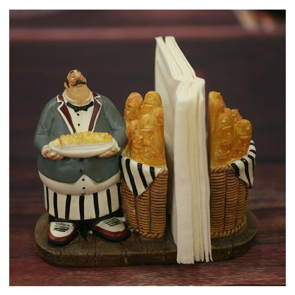 

tissue boxes & napkins home decor resin big chef housekeeper figurines ornaments western restaurant table coffee bar holder