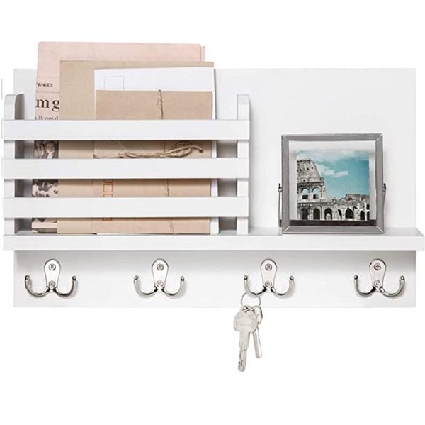 

Rustic Mail Organizer Wall Mount Key Rack Key Holder Hook Coat Hanger Coat Rack Dog Leash Hanger Mail Holder Shelf Wood