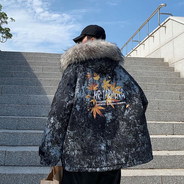 

2021 new tie dye japanese streetwear men for women mens winter jackets and coats thick warm jacket brand male clothing x4h0, Black