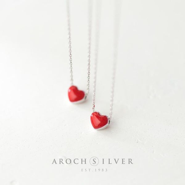 

pendant necklaces s925 silver necklace women's chic red heart elegant sweet shape short choker custom elf women bohemia