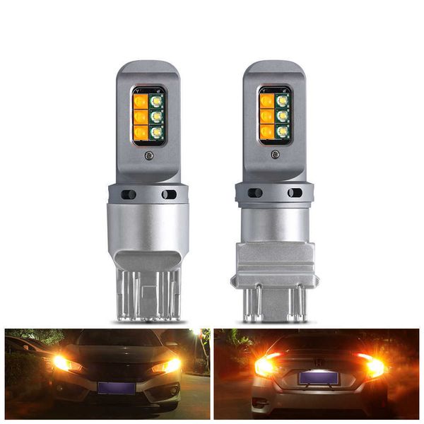 Neue 2pc Auto LED Lichter 7443 W21/5W 3157 Dual-Farbe Canbus Birne 1157 BAY15D Für auto DRL Fahren Brems Blinker Lampen 12V HighBright Diode