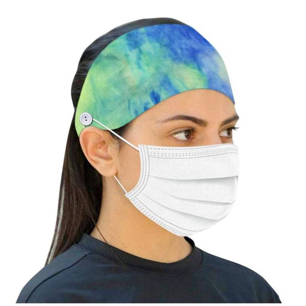 

hair accessories 2021 fashion women print soft headband button sports yoga elastic for mask ear protective headwear