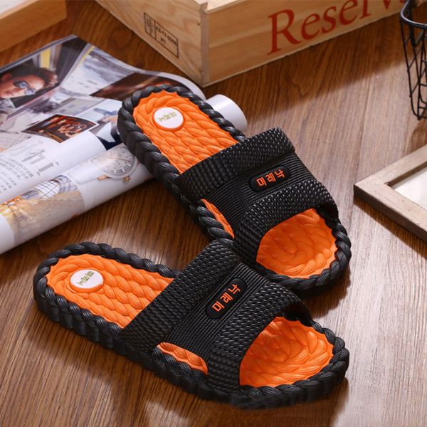 

summer men's slippers soft sole flip flops flat slides footwear for women lightweight sliders non-slip bathroom sandals shoes, Black