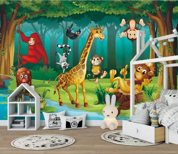 

wallpapers bacal custom 3d po wallpaper for kids room cartoon animal tiger lion poster children wall decoration mural