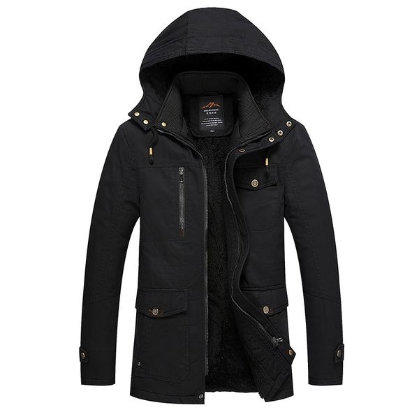 

hooded men's new thickened warm and fashionable middle-aged jacket men, Black