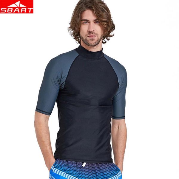 

swim wear sbart short sleeve diving t-shirt men summer surf rash guards suit upf50+ quick dry windsurf snorkeling scuba dive wet suits