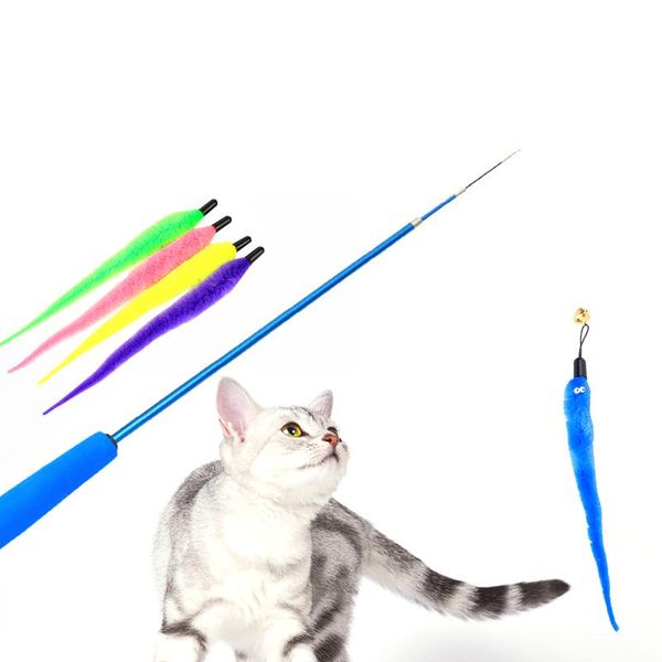 

cat toys replacement plush toy interactive teaser stick kitten funny soft worm