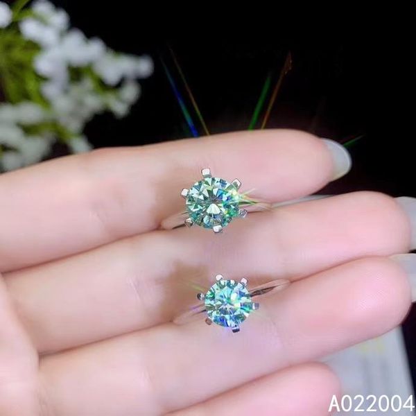 

cluster rings kjjeaxcmy fine jewelry 925 sterling silver inlaid green mosang diamond ladies ring beautiful support detection selling, Golden;silver