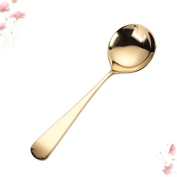 

3pcs silver 304 stainless steel spoon fashion dessert serving spoon tableware round for home restaurant