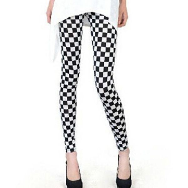 

women's leggings black and white vertical striped printed women fashion casual elasticity ankle-length pant female fitness legging