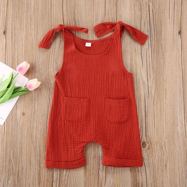 

jumpsuits 0-24m infant baby girls boys rompers 4 colors solid sleeveless belt causal summer outfits, Blue