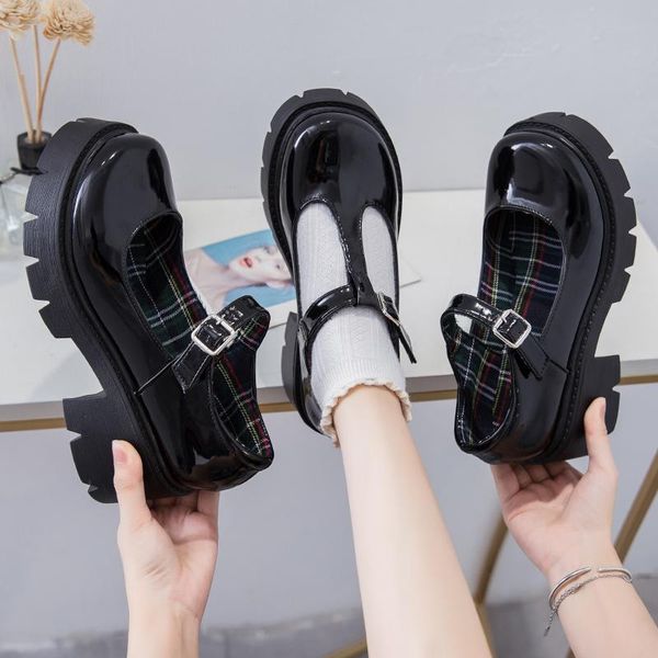 

dress shoes mary jane lolita women japanese style vintage soft sister girls high heels platform college student cosplay costume, Black