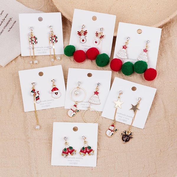 

stud christmas earrings fashion asymmetric elderly gift candy snowman elk crutch for women long exaggerated jewelry, Golden;silver
