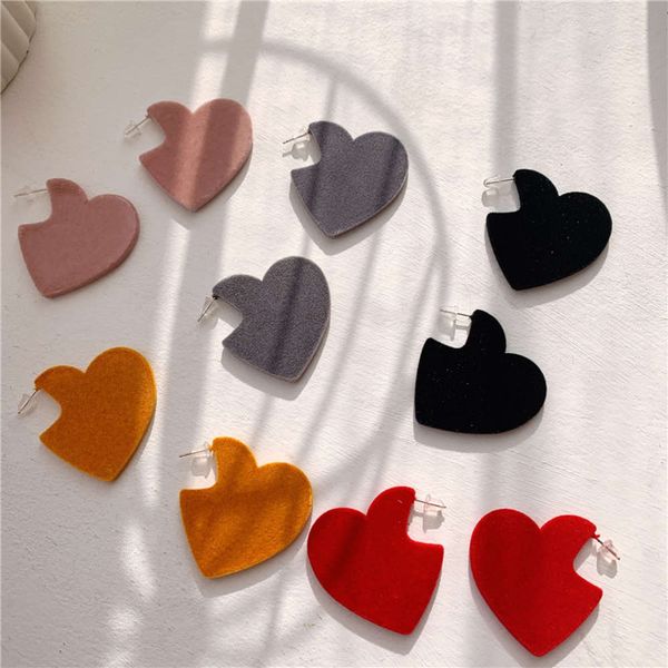 

hbp fashion korea east gate new iu same lovely girl gap love color flocked peach heart earrings, Silver