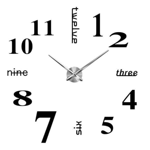 

diy mirror surface decorative wall clock silent non ticking movement clock