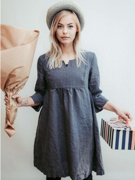 

women's solid v-neck mid sleeve casual dress, Black;gray