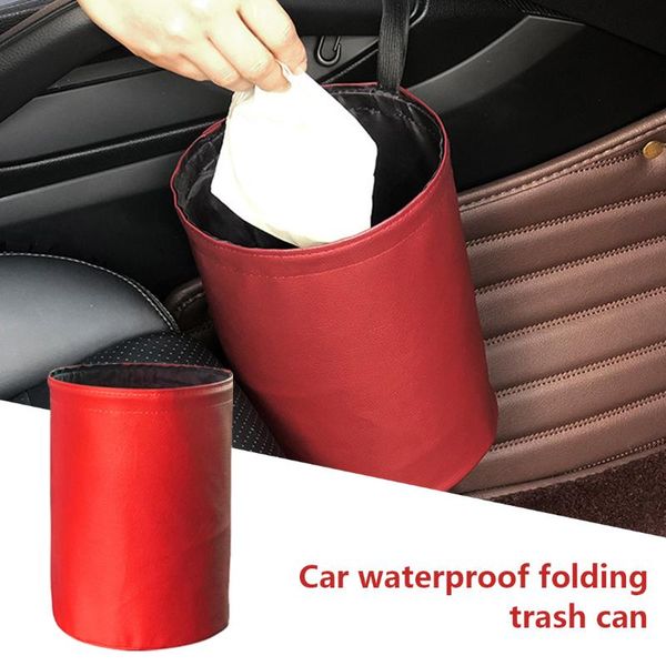 

car organizer storage basket waterproof garbage trash bin folding interior rubbish container for waste holder auto accessori