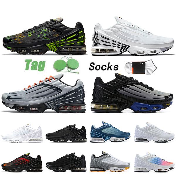 

fashion men womens tn plus 3 running shoes crater leather triple white black tuned iii mens sneakers orange red iridescent laser blue blud v